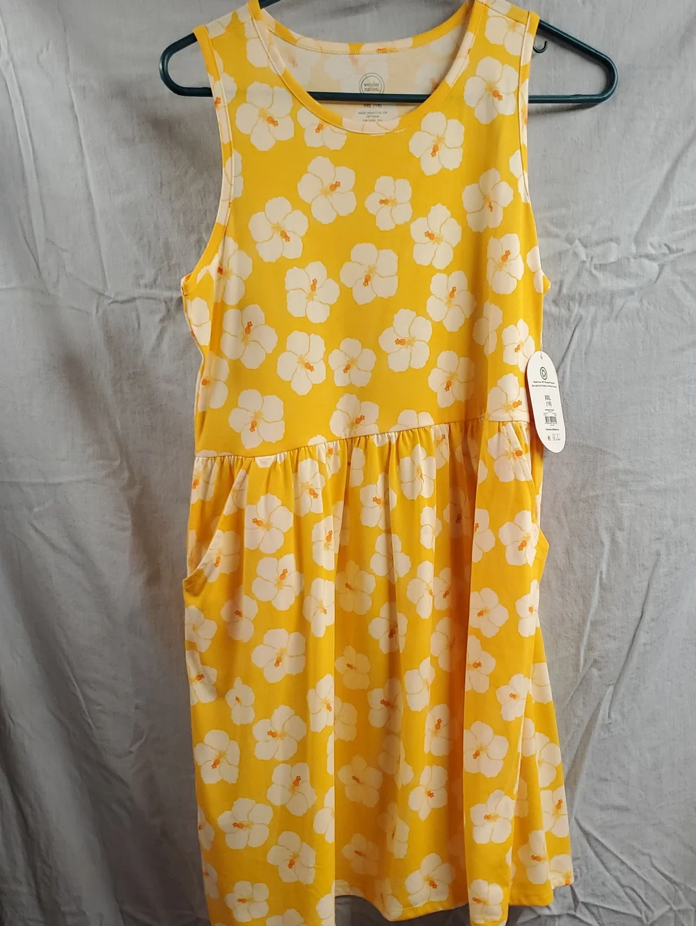 wonder nation Yellow Floral Sleeveless Casual Dress
